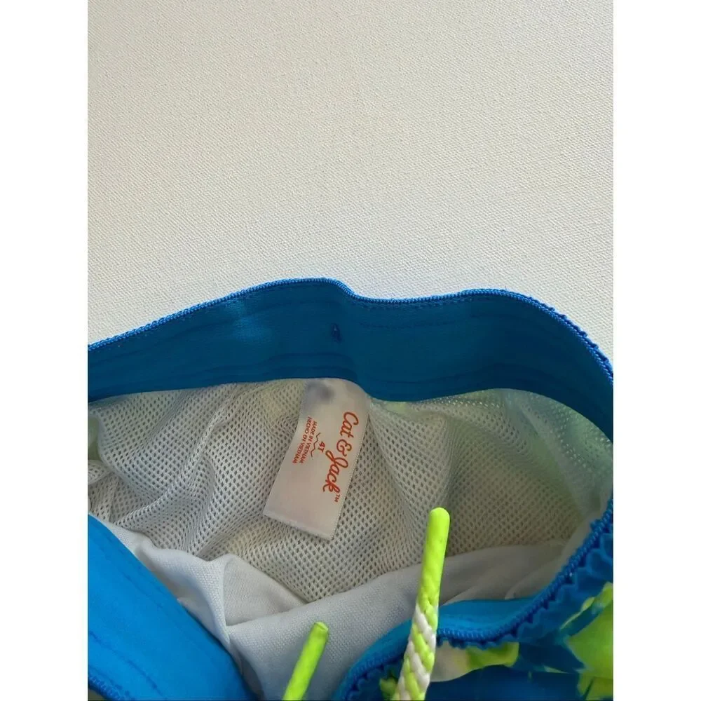 Cat & Jack Baby Boys Swirl Swim Shorts Blue Size 4 T
